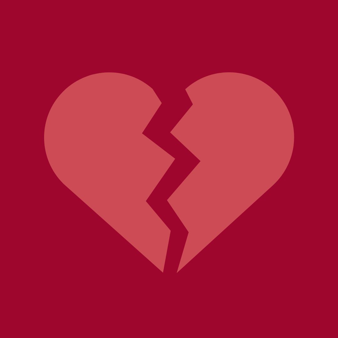 a pink broken heart on a dark pink background